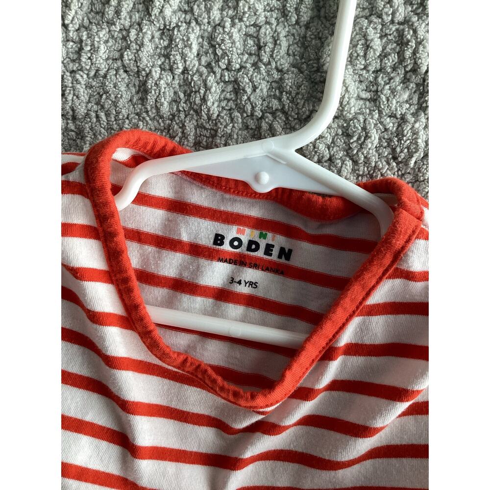 Mini Boden Girls 3-4 Red Stripped Dog Applique Cotton T-Shirt - Picture 6 of 9